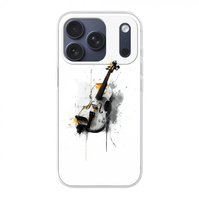 Viool - Oranje - Zwart - Penseelstreken Telefoonhoesje iPhone 17 Pro klein -3d