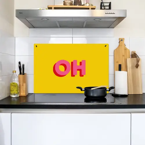 Geel - Roze - Oh - 3D Inductie beschemer met haakjes klein -sfeer2