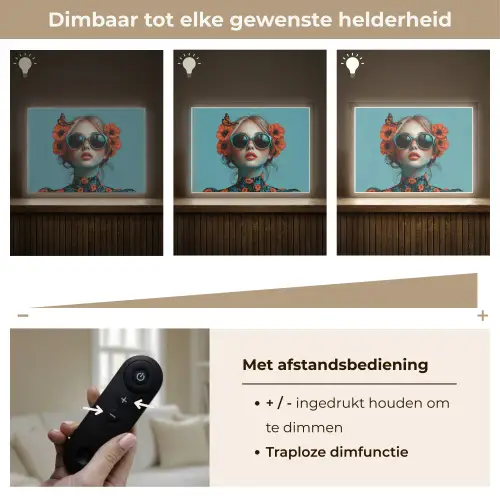 Vrouw - Blauw - Vlinder - Bloemen - Aesthetic Light Box met batterij (Wandlamp) middel -USP_dimbaarNL