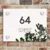 Wit met bladeren - Modern Naambord Rechthoek middel -sfeer3