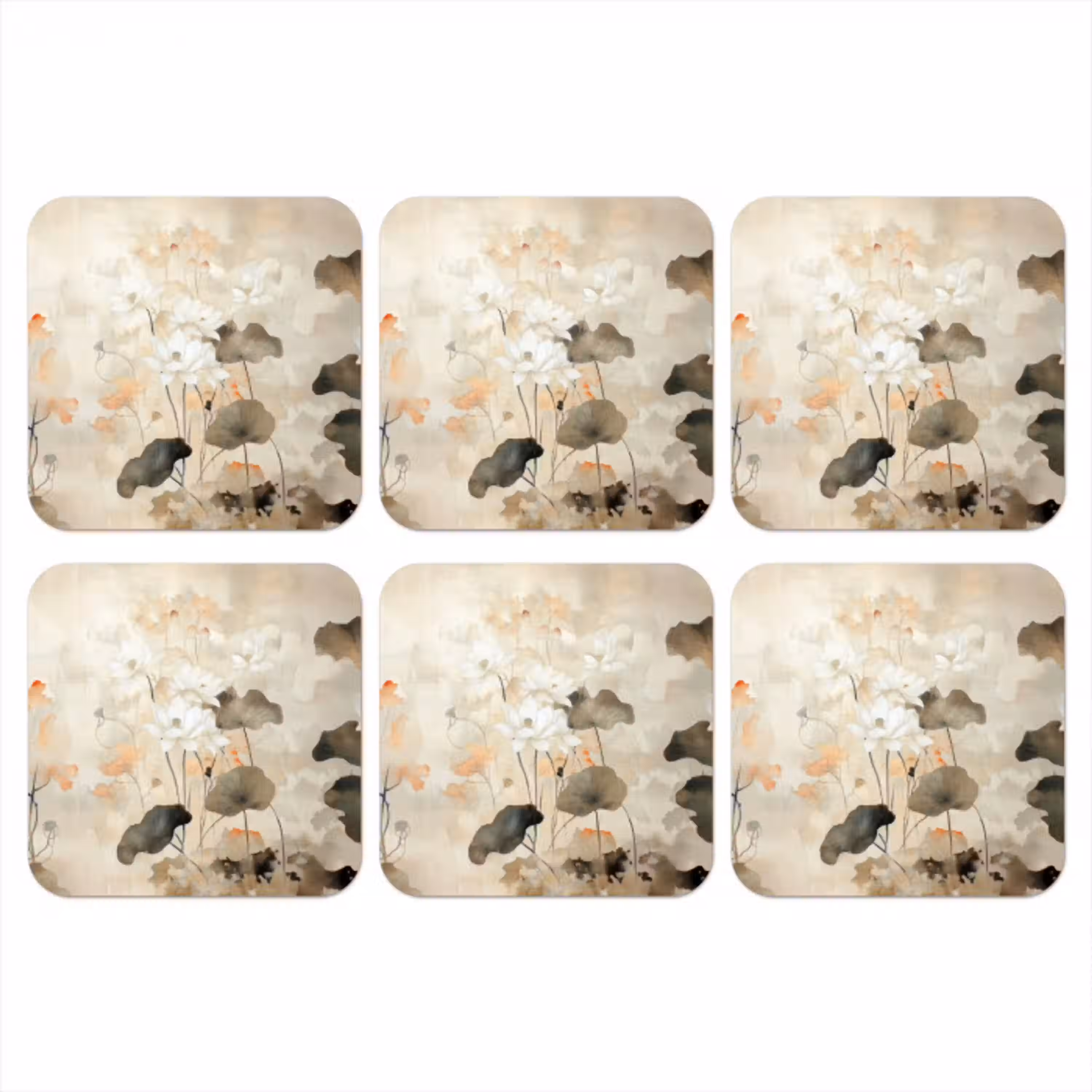 Bloemen - Japandi - Wabi sabi onderzetter kurk middel -3d