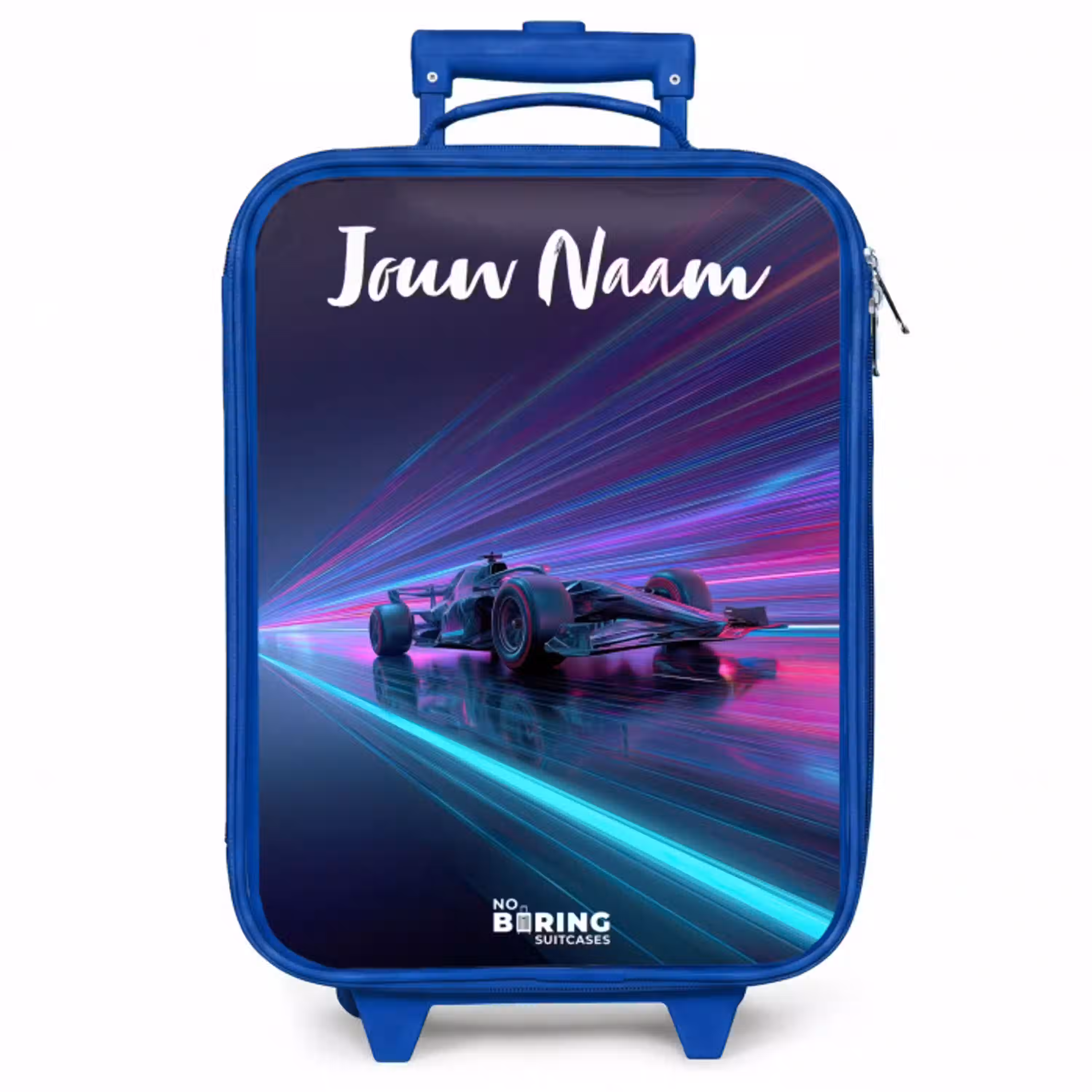 Lichtstralen - Neon - Racewagen - Paars Kinderkoffer - Blauw klein -zzz_website3d