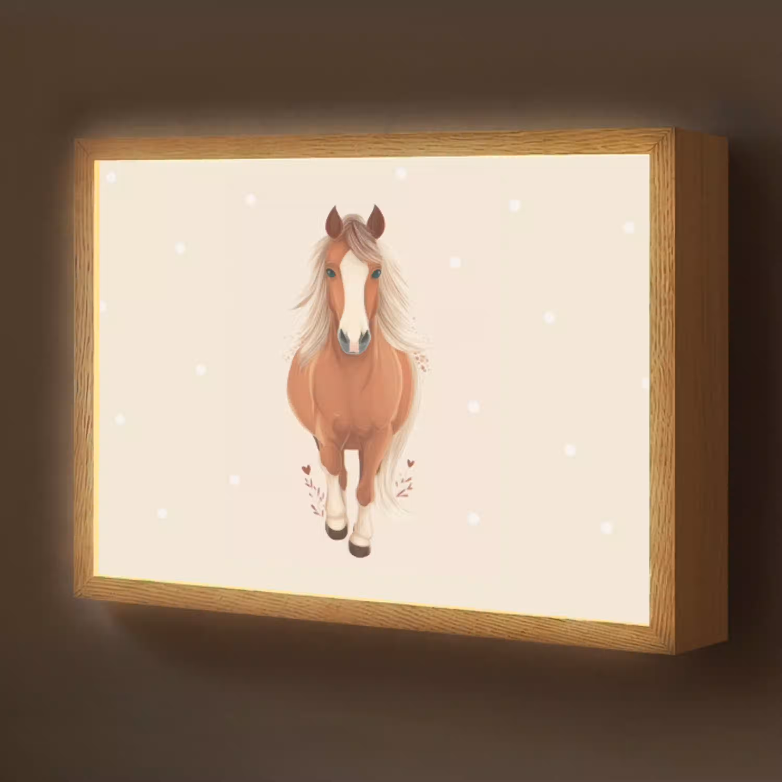 Paard - Galop - Bruin - Stippen Light Box met batterij (Wandlamp kind) middel -z3d_website