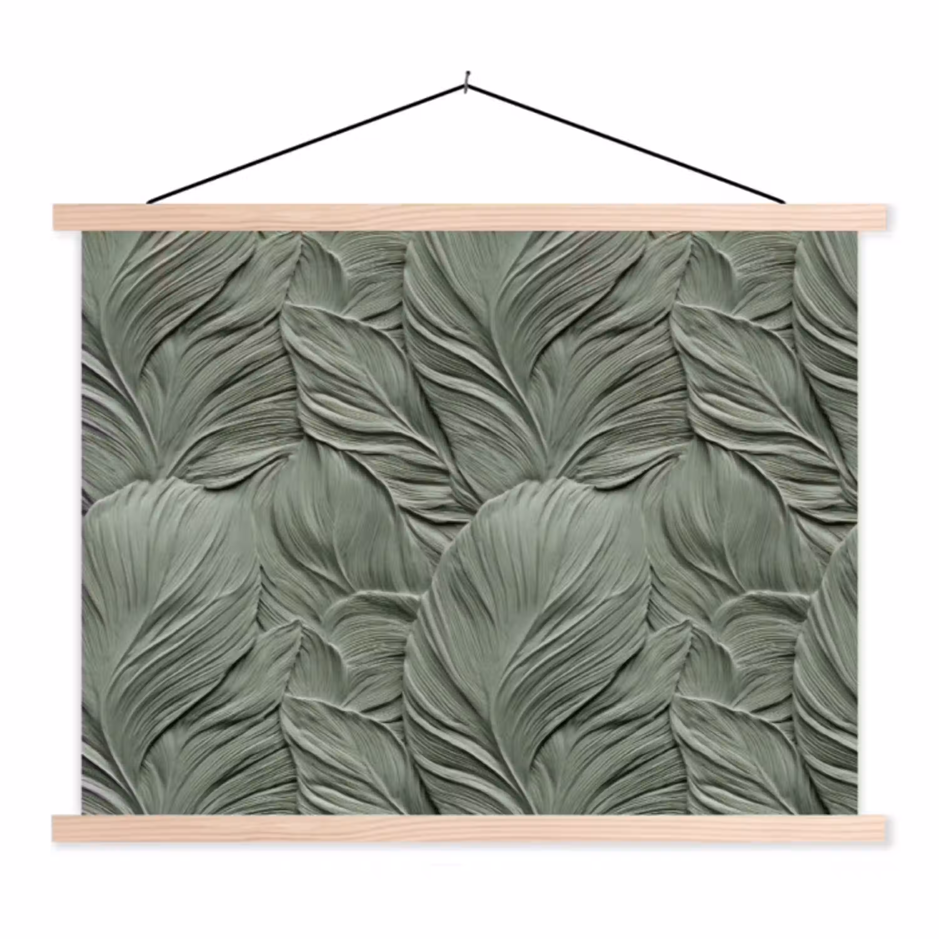 Bladeren - Textuur - Groen textielposter latten blank klein 122 -3d