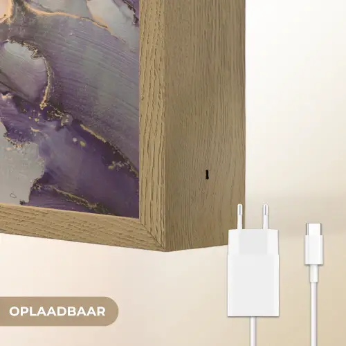 Goud - Paars - Marmer Light Box met batterij (Wandlamp) middel -USP_websiteoplaadbaarNL