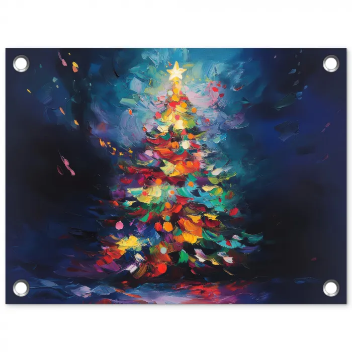 Kerstboom - Kerst - Abstract - Kleurrijk tuinposter los doek klein -3d