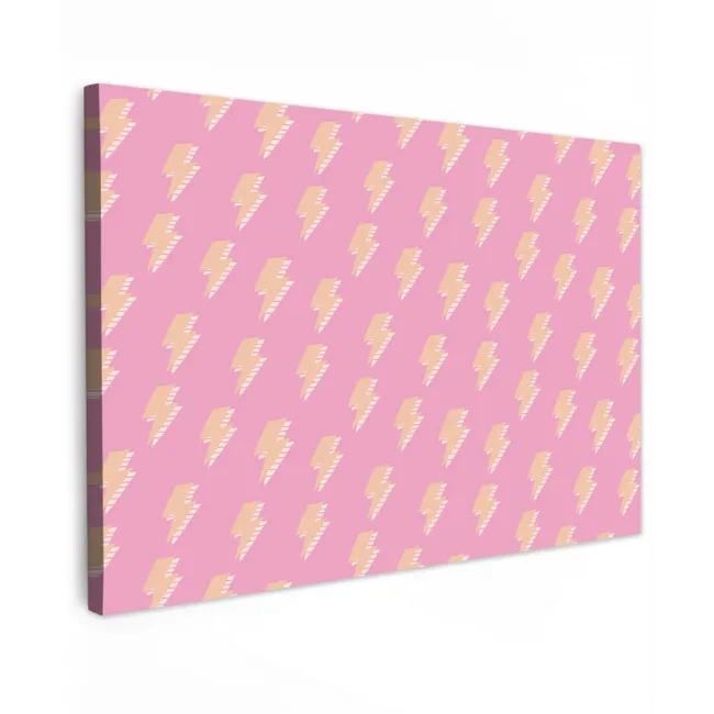 Geel - Bliksem - Roze Tuinposter op houten frame 2 cm dik klein 845 -3d