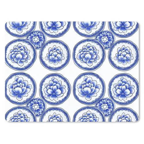 Cirkels - Bloemen - Blauw muismat rubber klein 262 -3d