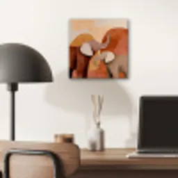 Olifanten - Oranje - Abstract aluminium wit klein -sfeer5