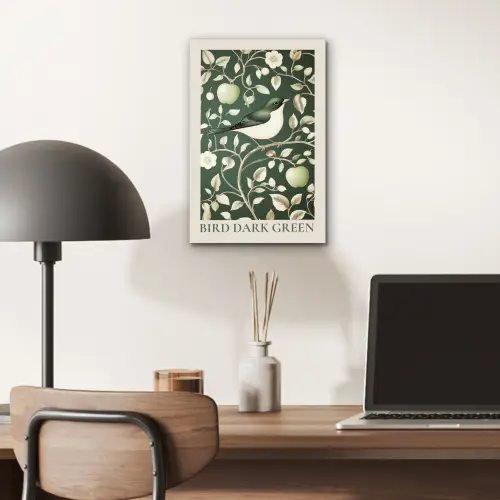 Groen - Vogel  - Bloemen aluminium wit klein -sfeer5