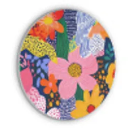 Kleurrijk - Bloemen - Abstract - Stippen Akoestische PET Vilt - Rond klein -3d