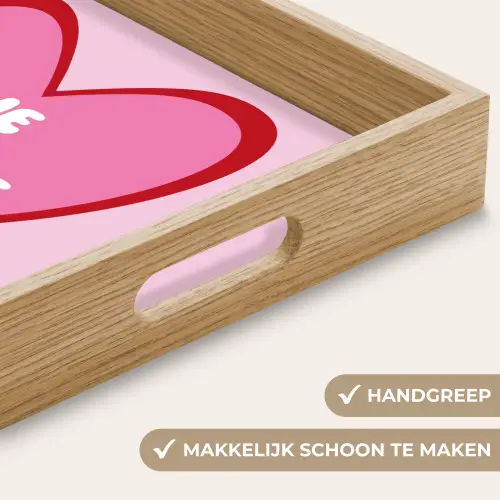 Hart - Frans - Valentijn - Roze Dienblad Rechthoek middel -USP_HandgreepNL