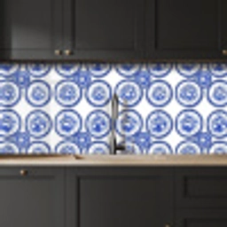 Cirkels - Bloemen - Blauw keuken achterwand 2 middel 871 -sfeer1