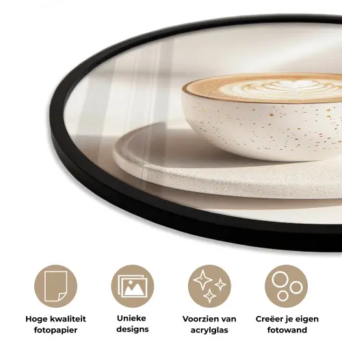 Cappuccino - Schuim - Schotel - Beige Fotolijst rond zonder passe partout klein -closeup_NL