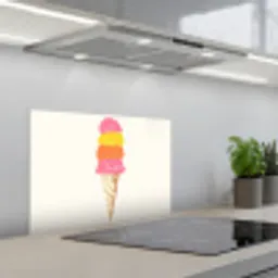 Schepijs - Hoorntje - Illustratie - Minimalistisch keuken achterwand spatscherm klein -3d_schuin