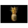 Ananas - Zwart - Goud - Luxe poster papier klein -3d