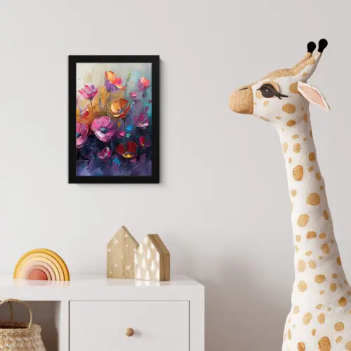 Bloemen - Botanisch - Kunst - Roze - Natuur fotolijst zwart zonder passe partout klein -usfeer4_kinderkamer