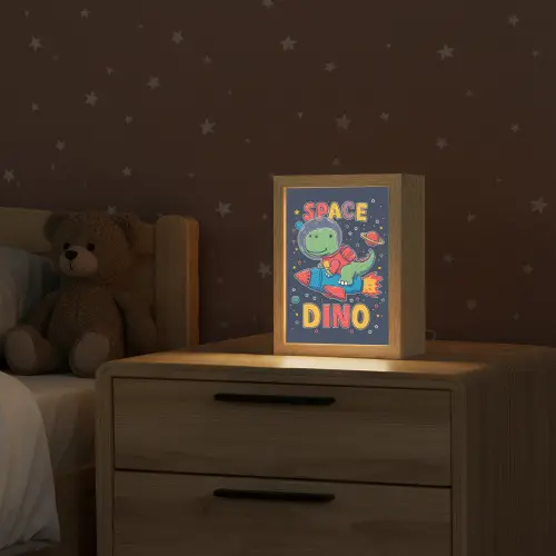 Dino - Raket - Kleurrijk Light Box met kabel klein -sfeer1_kind