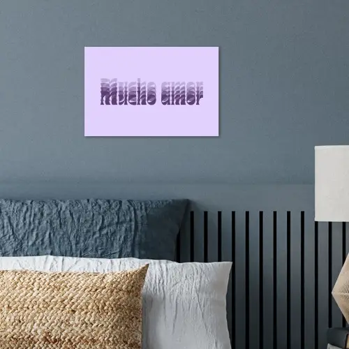 Mucho amor - Paars - Gelaagde letters poster papier klein -sfeer2