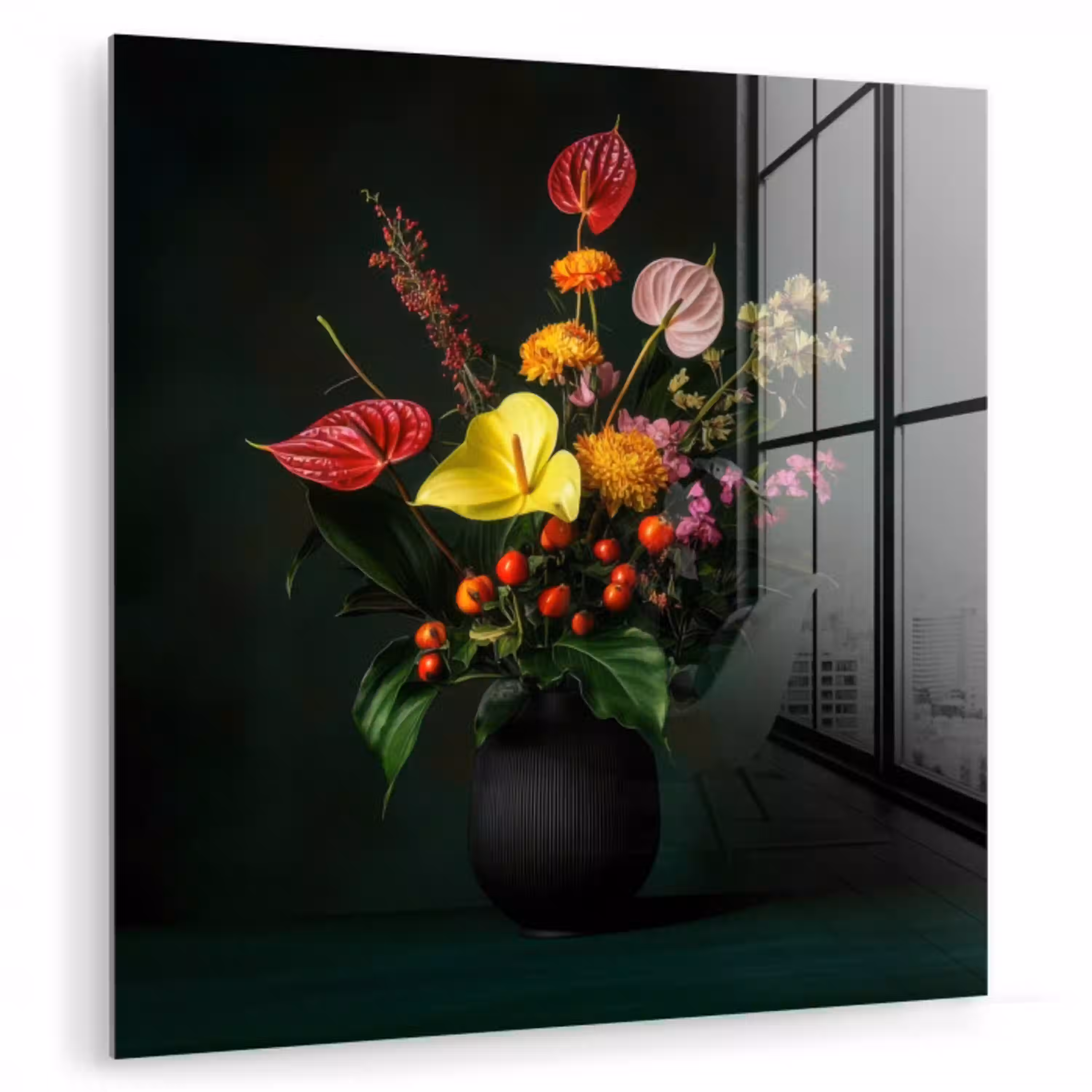 Bloemen - Vaas - Zwart plexiglas 5mm klein -zzzproduct_nieuw