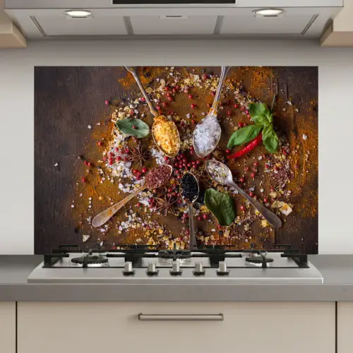 Specerijen - Kruiden - Lepels - Zout - Bruin - Keuken keuken achterwand spatscherm klein -3d_website