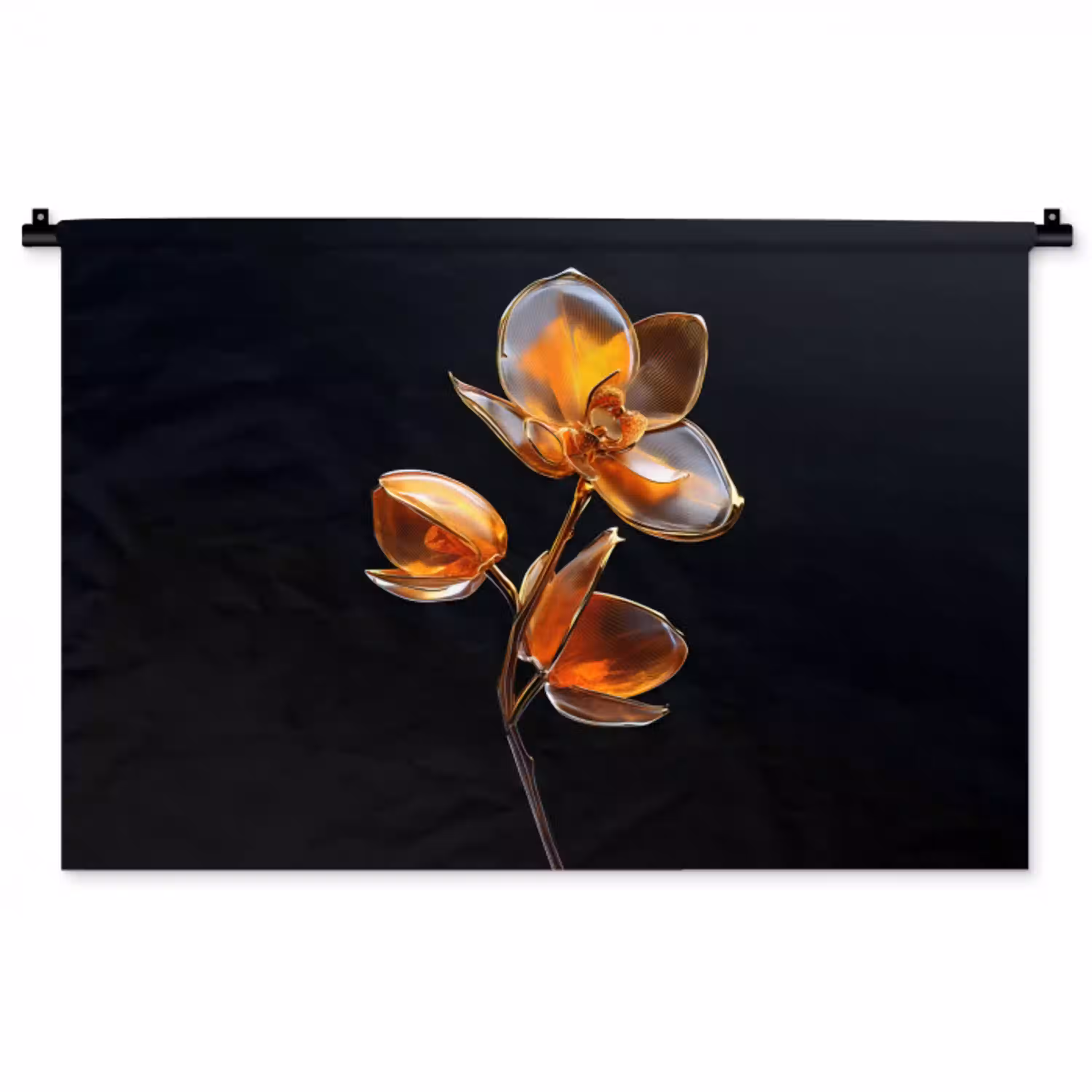 Bloem - Orchidee - Oranje Wandkleed katoen middel -zz3d