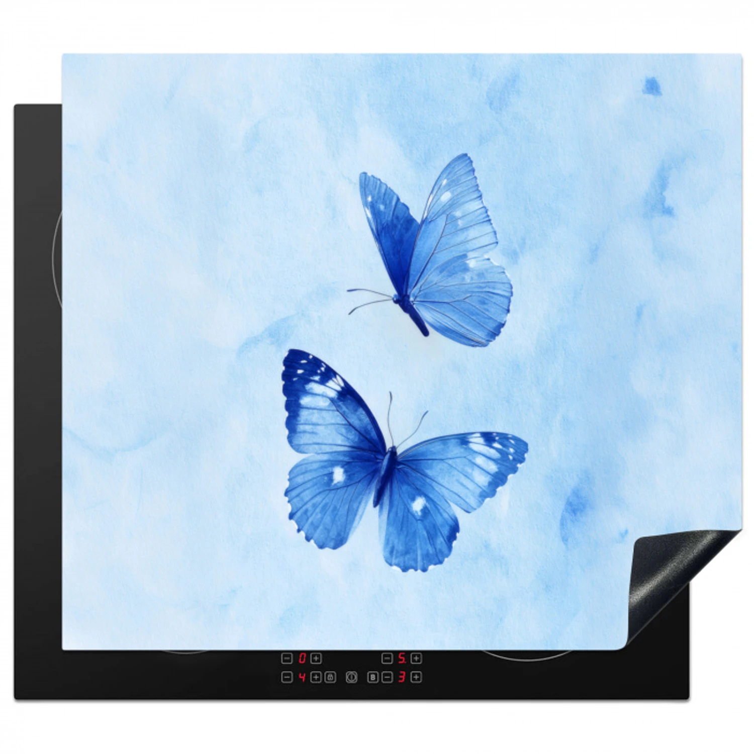 Vlinders - Sierlijk - Blauw Inductie beschermer vinyl 3mm middel -3d