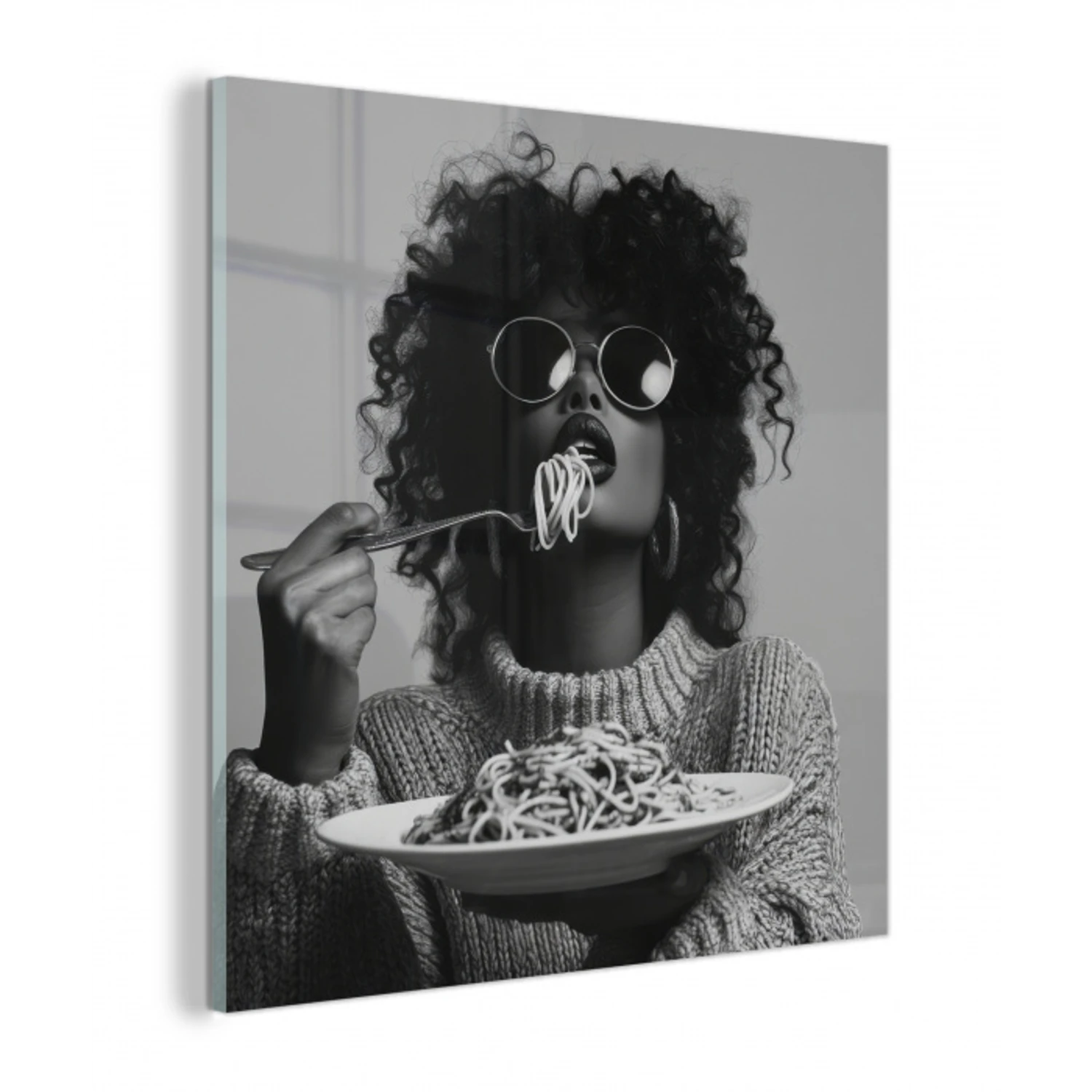 Vrouw - Pasta - Zwart - Wit plexiglas 5mm klein -z3d