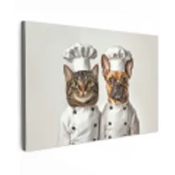 Kat - Hond - Kokskleding Tuinposter op houten frame 2 cm dik klein -3d