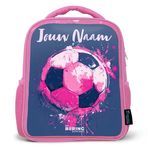Voetbalvibes - Verf - Roze - Blauw Kinderrugzak - Roze middel -3d