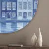 Aquarel - Grachtenpanden - Delfts - Blauw Akoestische PET Vilt - Rond klein -sfeer5_closeup