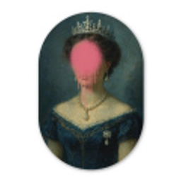Kroon - Roze druipend verf - Portret Wandcirkel Ovaal Glas middel -3d
