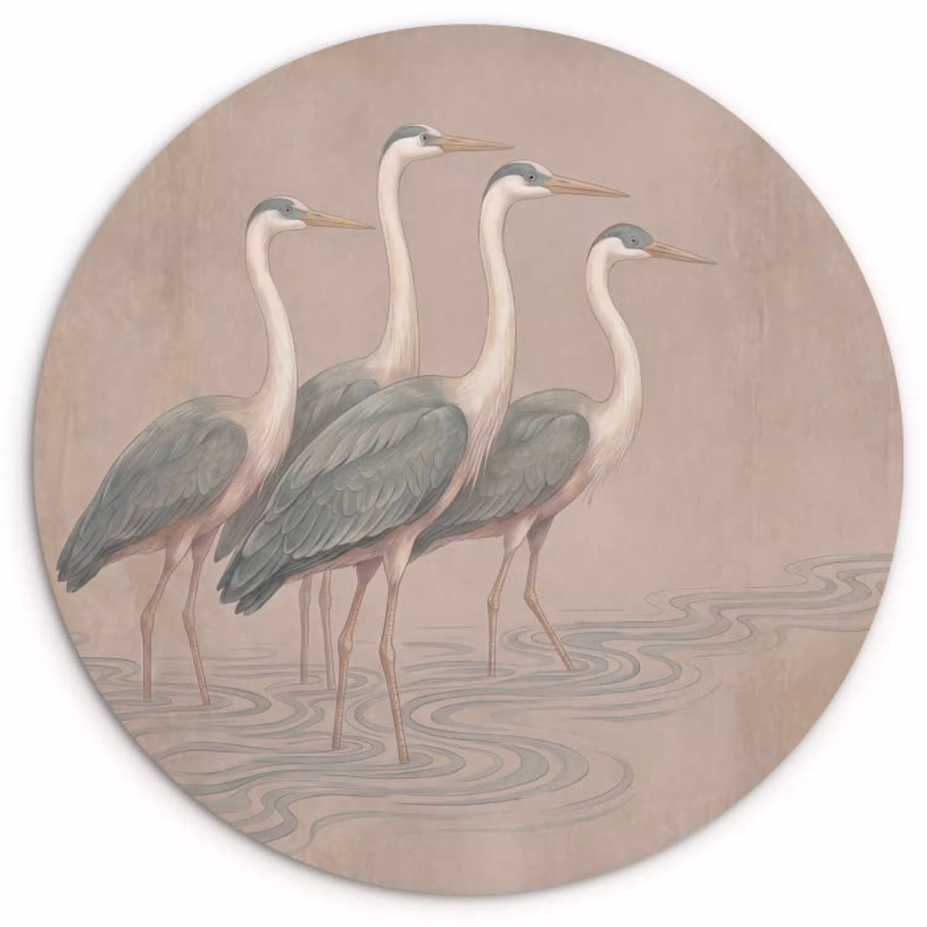 Vogel - Water - Natuur - Vintage Wandcirkel kunststof plaat 5mm dik klein -3d