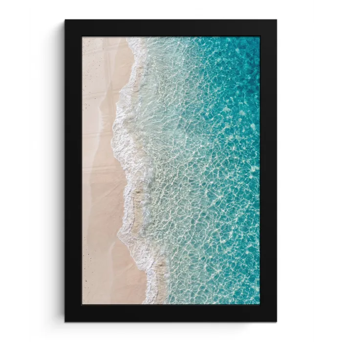 Kust - Zand - Blauw fotolijst zwart zonder passe partout klein -3d