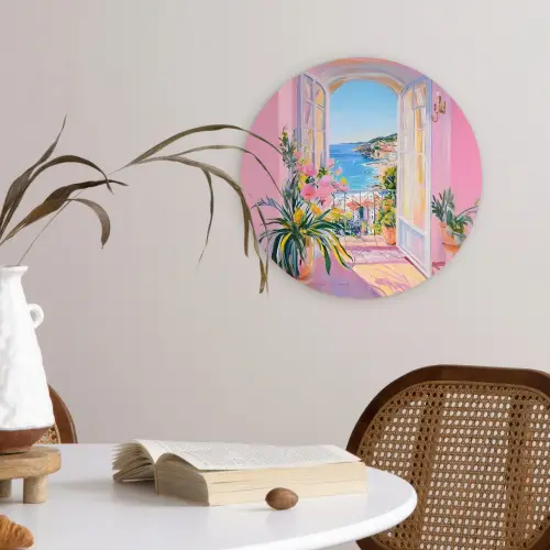 Roze - Buiten - Verf Wandcirkel plexiglas klein -sfeer4