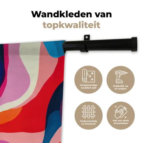 Vormen - Golvend - Abstract - Felroze Wandkleed katoen klein -sfeer2