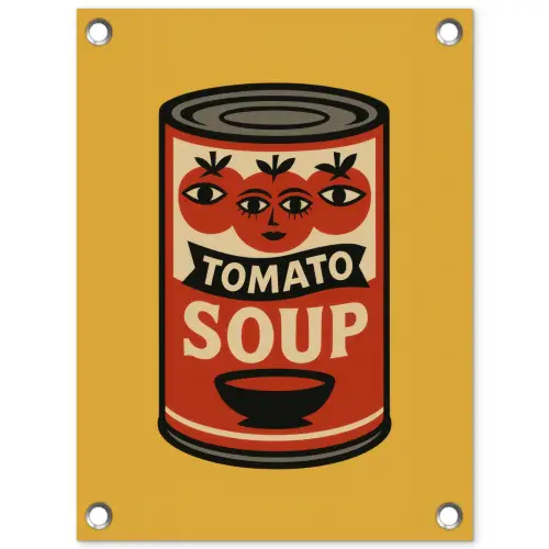 Tomatensoep - Gezichtje - Illustratie - Rood tuinposter los doek klein -3d
