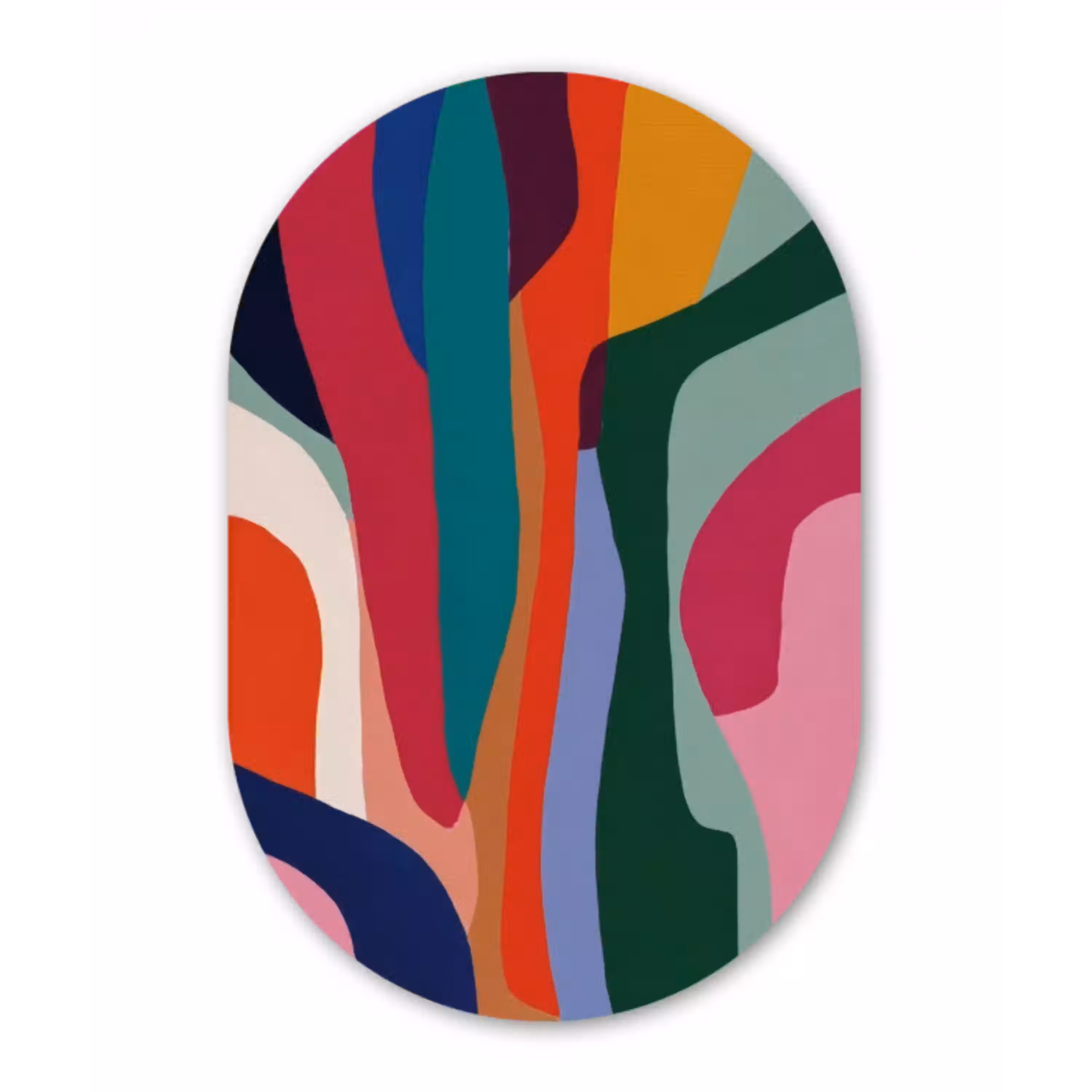 Vormen - Bochten - Kleurrijk - Abstract Wandcirkel Ovaal Aluminium middel -3d