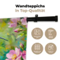 Kolibrie - Bloemen - Natuur - Kleurrijk Wandkleed katoen klein -tsfeer2_DE