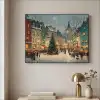 Kerstsfeer - Stadsplein - Kleurrijk Textielframe - compleet frame klein -sfeer2