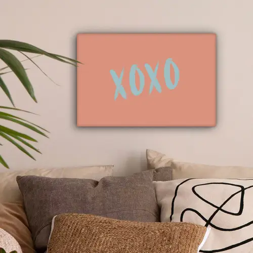 XOXO - Blauw - Perzikkleur canvas 2cm klein -sfeer1