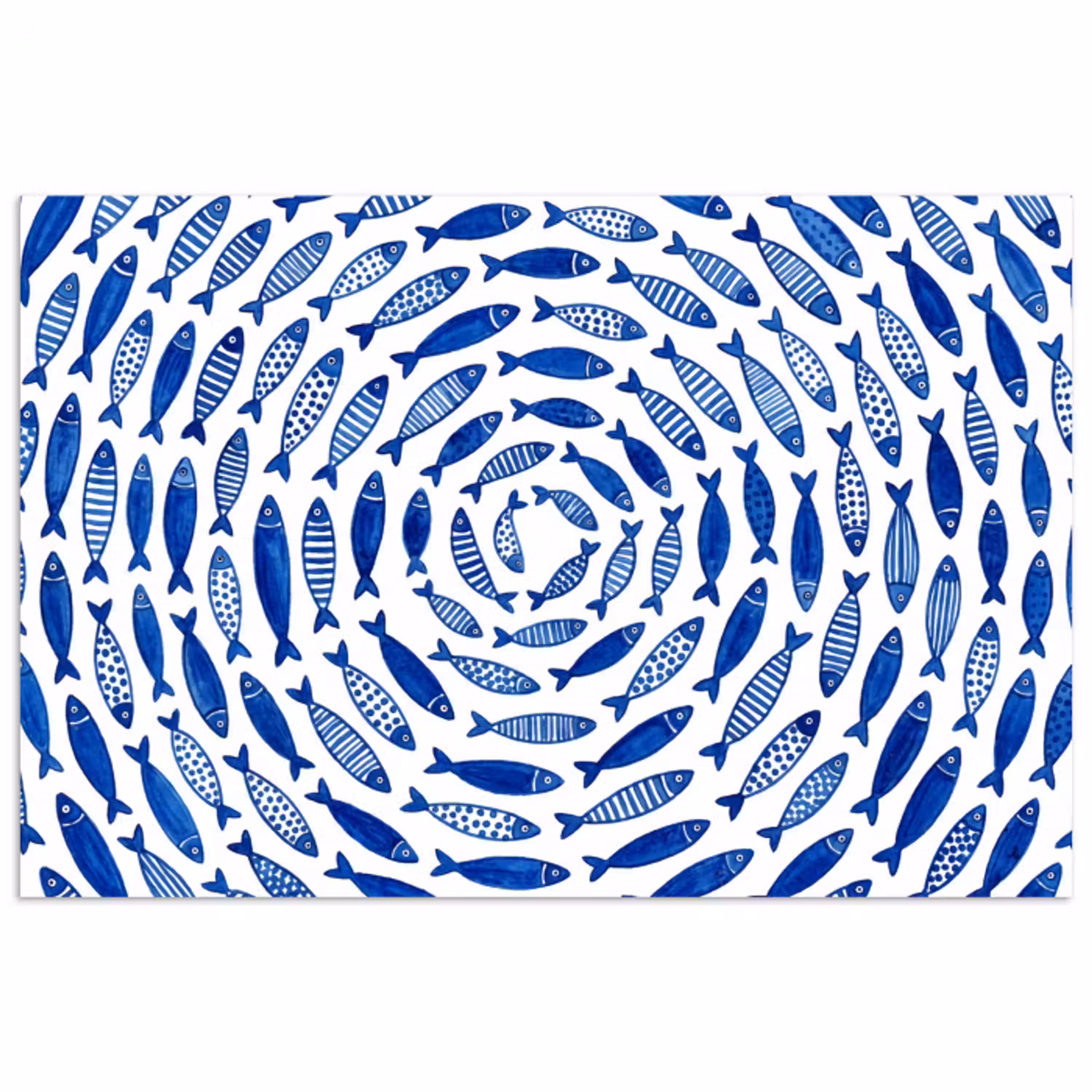 Vis - Patroon - Onderwater - Abstract - Blauw poster papier klein -3d