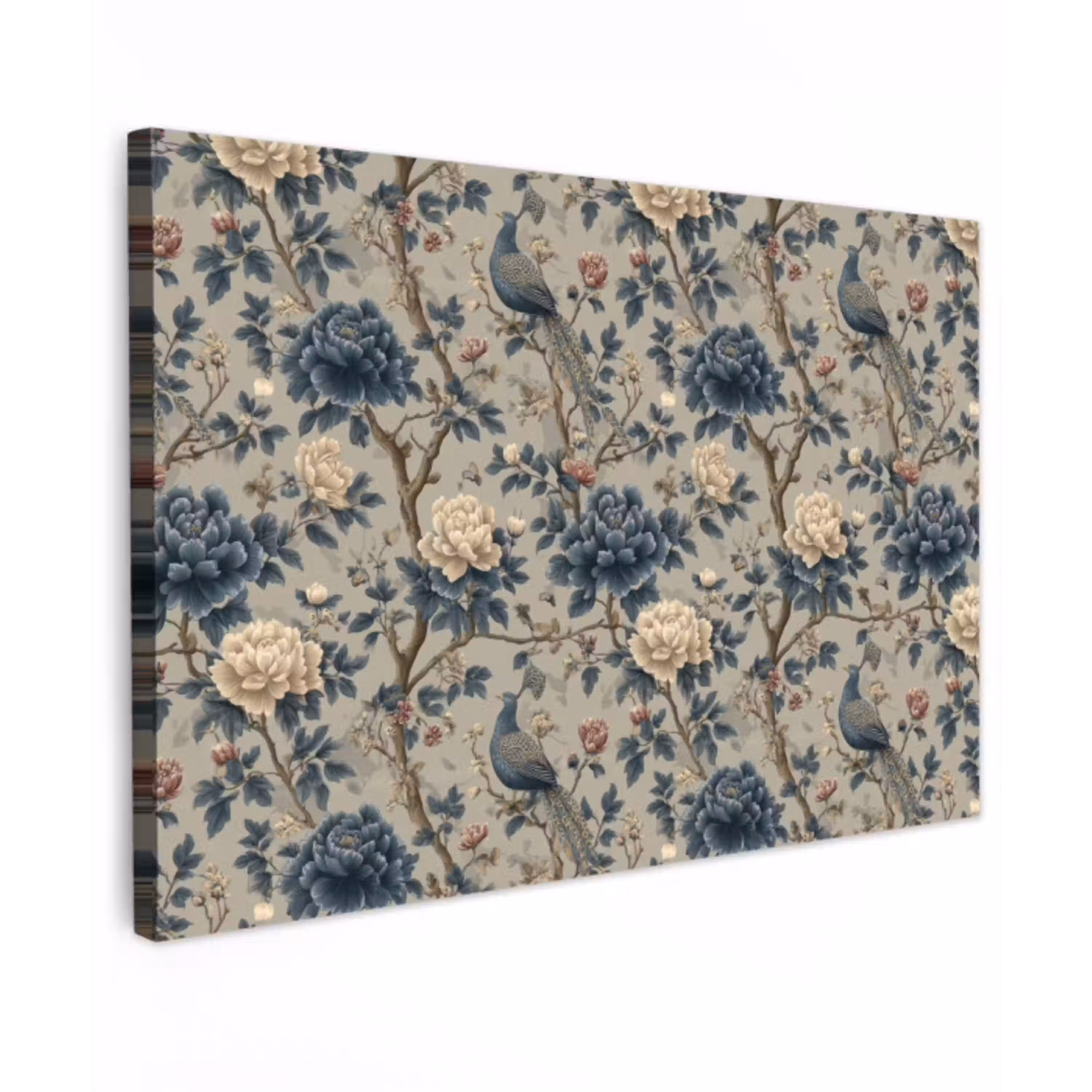 Pauw - Bloemen - Blauw Tuinposter op houten frame 2 cm dik klein 845 -3d