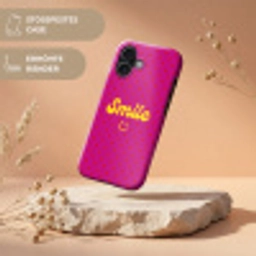 Smile - Stippen - Geel - Smiley - Roze Toughcase MagSafe Apple iPhone 17 klein -USP_RandenV_DE