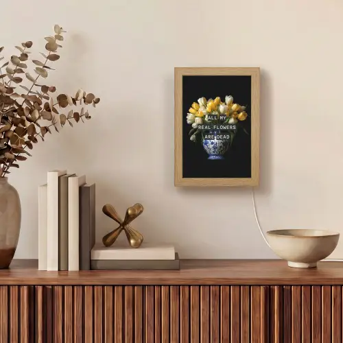Quotes - Bloem - Tulp - Geel Light Box met kabel (Tafellamp) klein -sfeer2