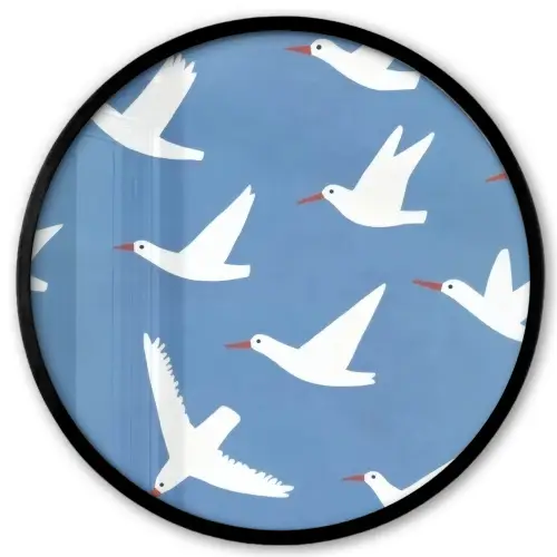 Vogels - Wit - Patroon Fotolijst rond zonder passe partout klein -3d