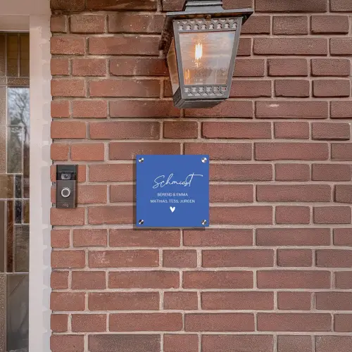 Kobaltblauw - Sierlijk Naambord Vierkant klein -sfeer7-XS