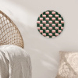 Vlechtpatroon - Groen - Roze - Geometrisch Wandcirkel kunststof plaat 5mm dik klein 188 -sfeer5
