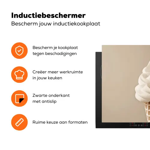 IJs - Softijs - Romig - Hoorntje - Beige Inductie beschermer vinyl 3mm klein -zzzzzzz-td-ups