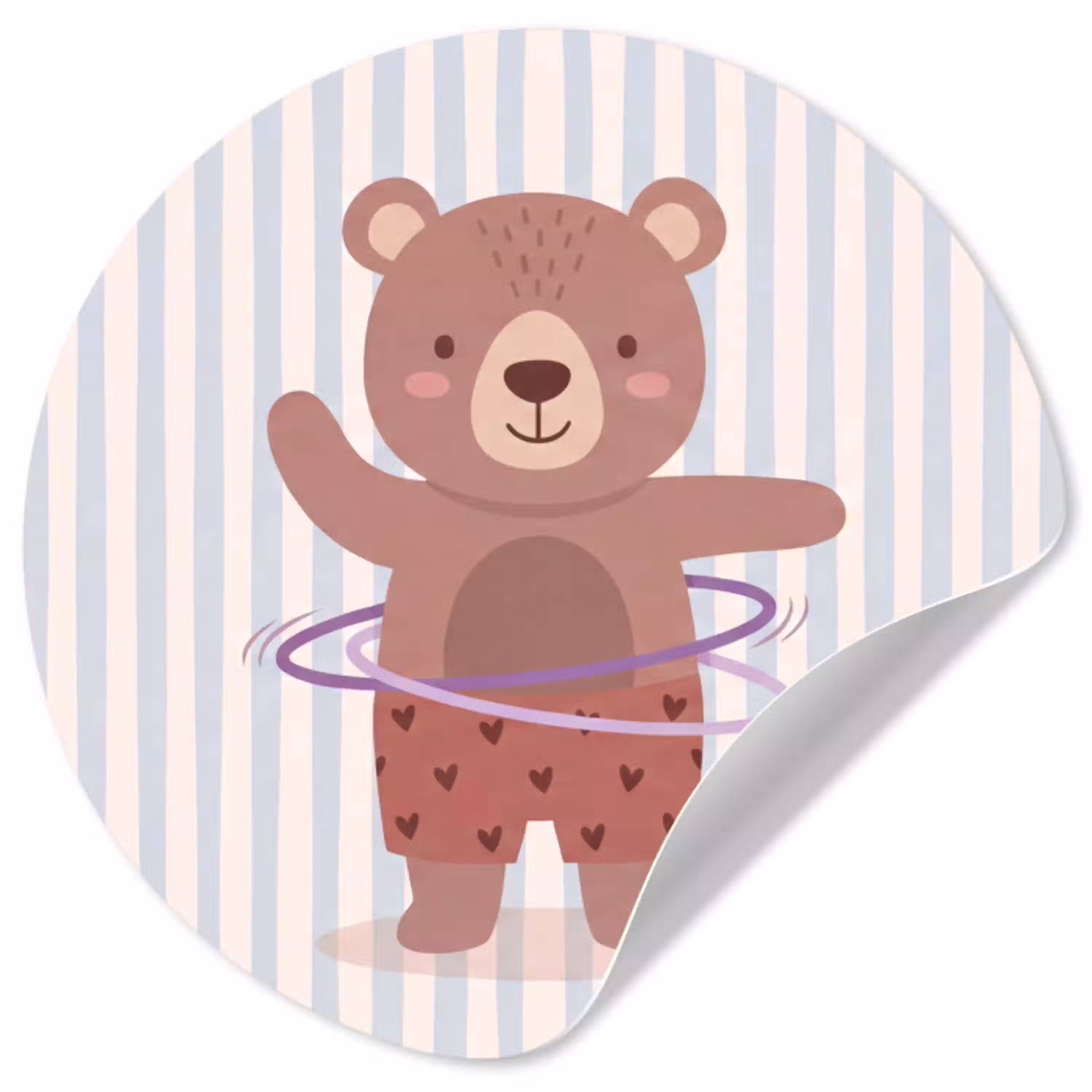 Beer - Hoepel - Kinderkamer - Illustratie - Bruin Wandcirkel behangsticker klein -3d